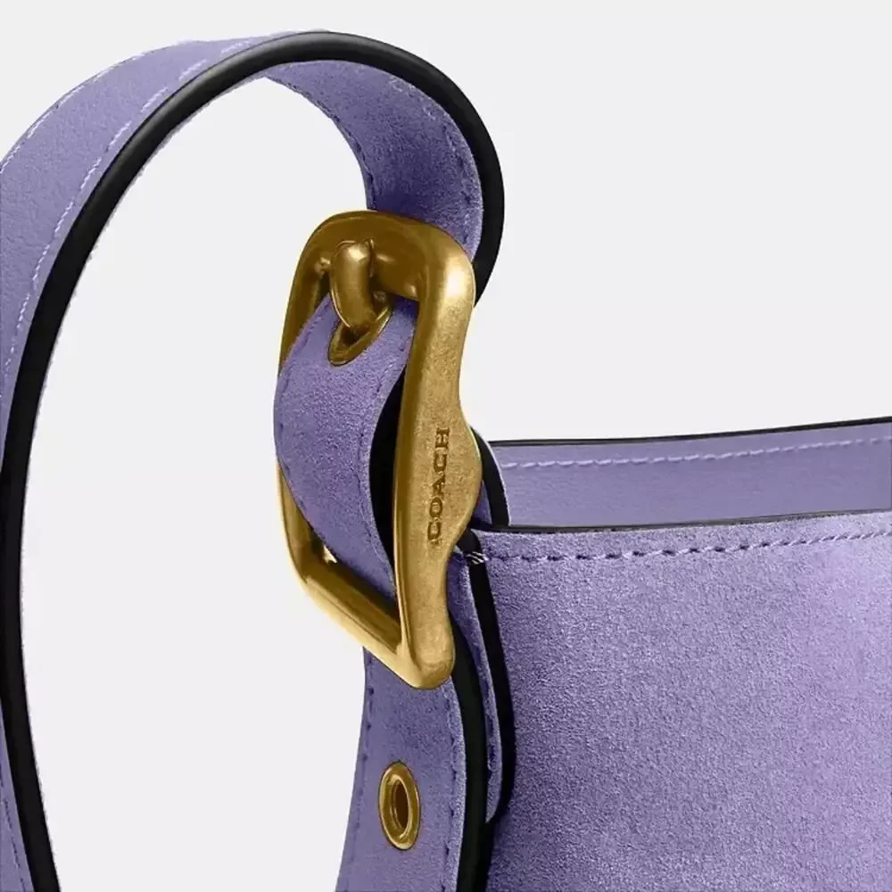 B1-001 Coach Bleecker Bucket Bag 21 Crossbody in Suede Violet Mist CCW84 + Pouch